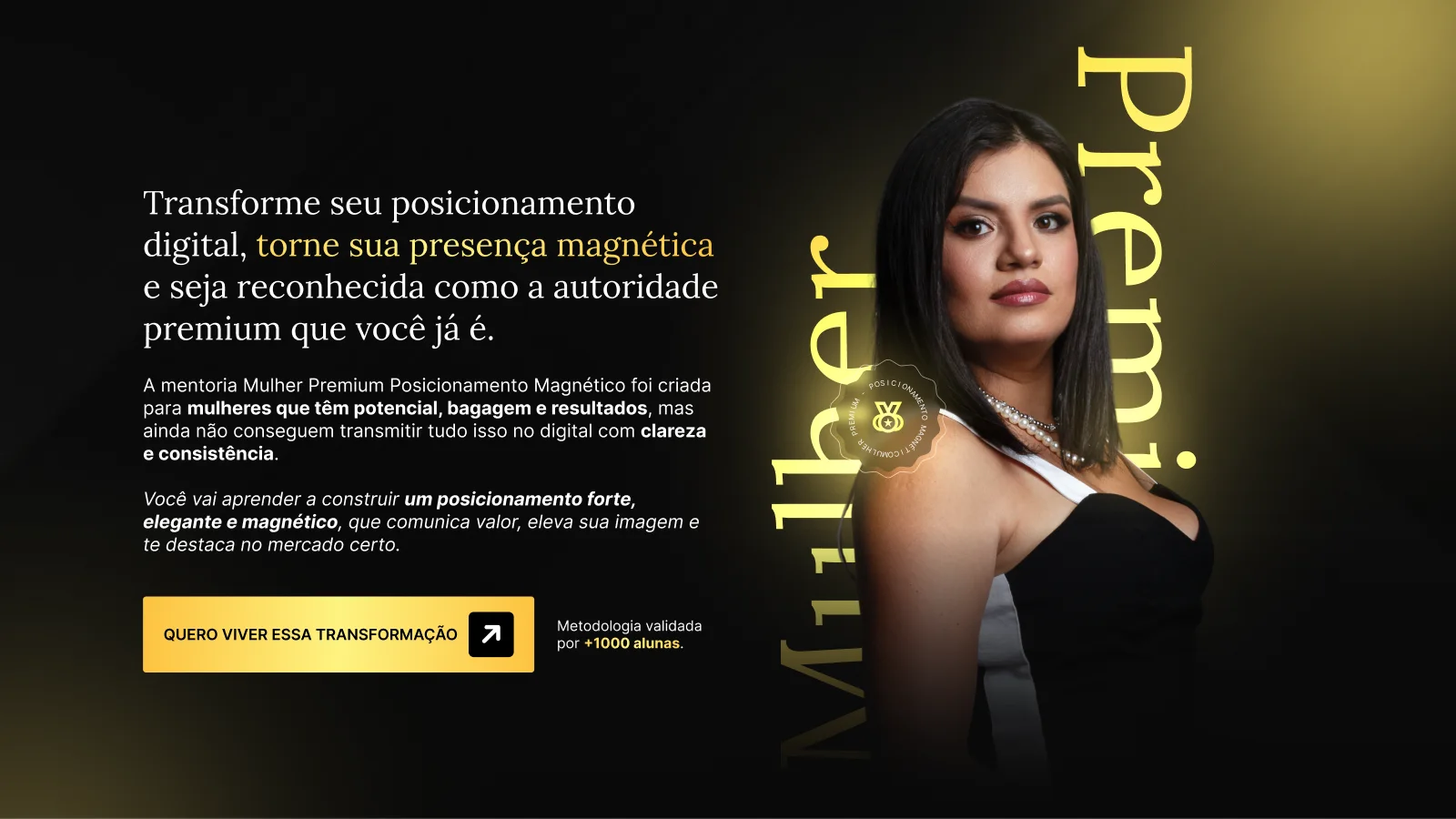 Landing page da mentoria Mulher Premium